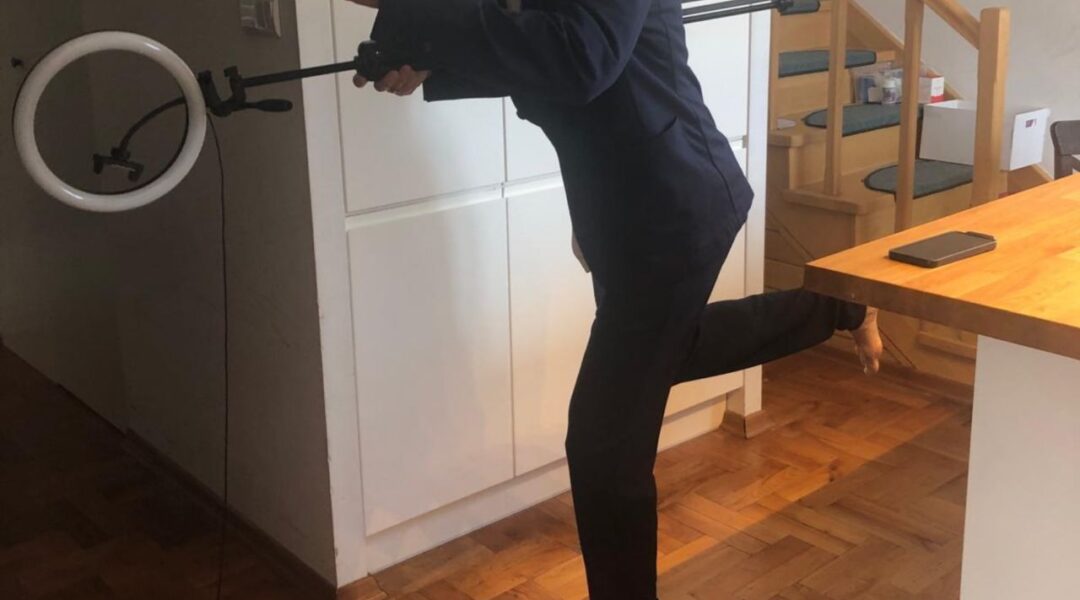 Me playfully demonstrating how to make a science video yourself using just a phone, tripod, and ring light